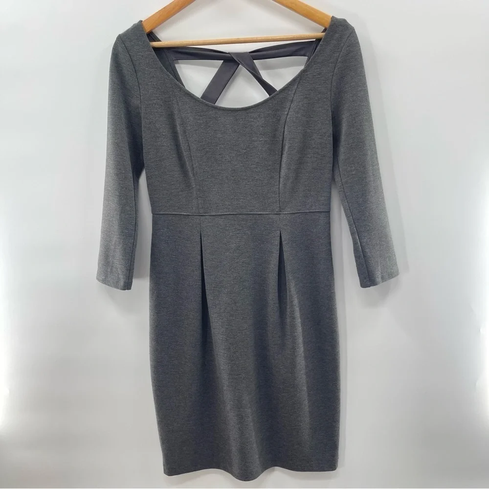 Club Monaco Gray 3/4 Sleeve Knee Length Dress Size Medium - Picture 1 of 9